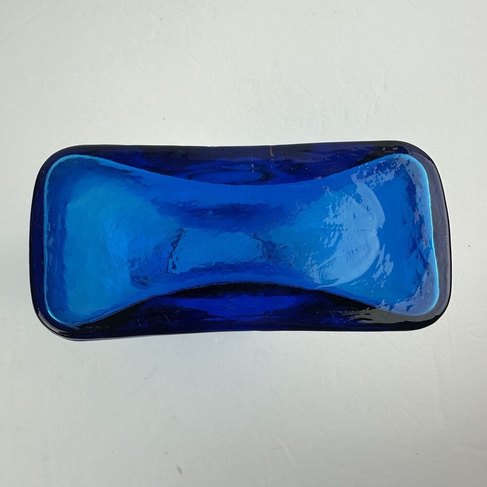Blenko Glass Blue Double Spout Water Bottle Pitcher Carafe #384 Vintage Unmarked - Picture 6 of 15